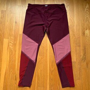 NWOT Avia Leggings Womens XL Maroon Wine and Pink